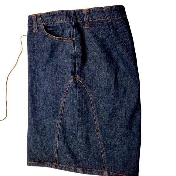 CLIO Dark Denim Mini Skirt Size 8 Lace Front Closure Straight Great Condition! - Picture 4 of 9